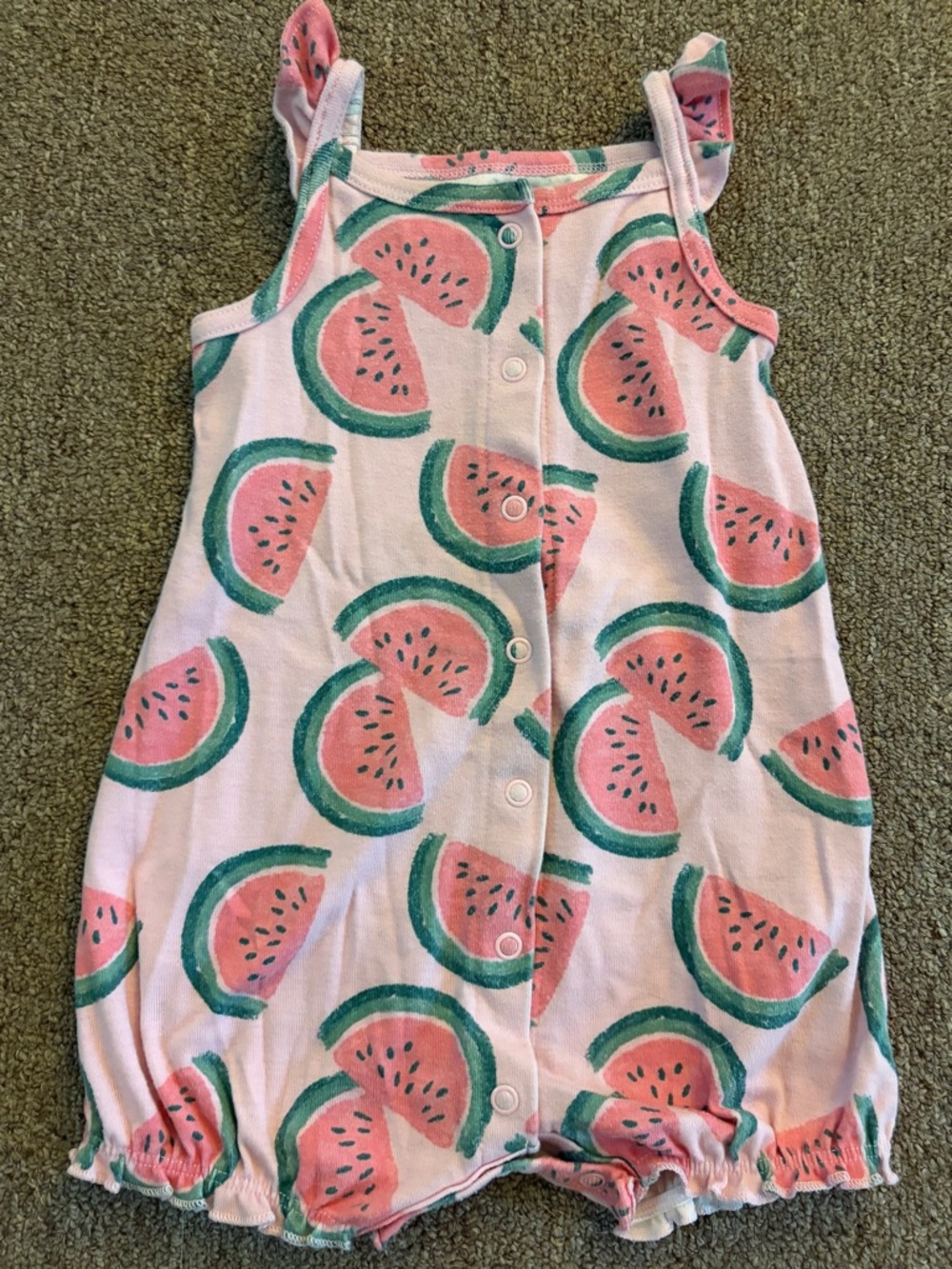 Carter's Pink + Green Watermelon Romper (12m)